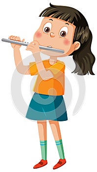 A girl playing flute cartoon character