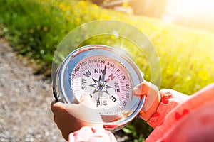 Girl Playing Geocaching Game