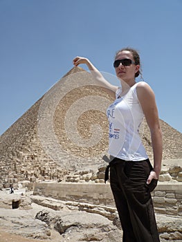 Girl playing at Giza in Egypt
