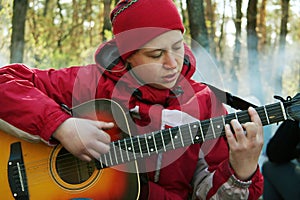 Girl playing guitar