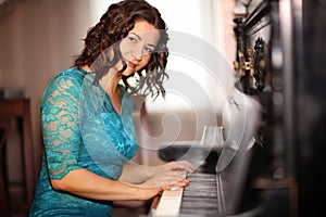 Girl playing on piano