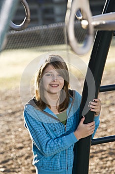 Girl playing at a playground