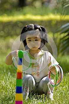 Girl playing quoits