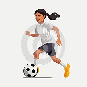 girl playing soccer vector flat minimalistic isolated illustration