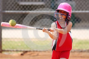Girl Playing Softball photo