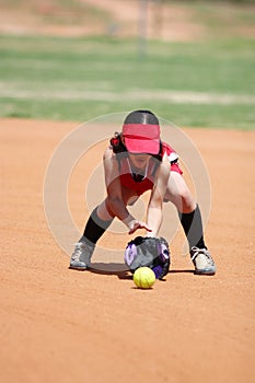 Girl Playing Softball