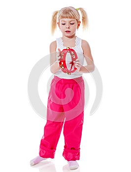 Girl playing tambourine