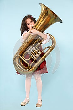 Girl playing Tuba