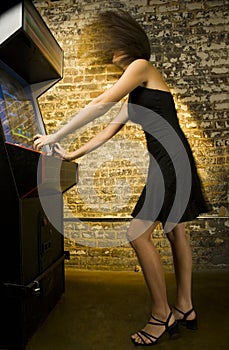 Girl playing video game