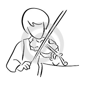Girl playing violin vector illustration sketch doodle hand drawn