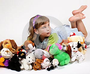 girl and plushy toys