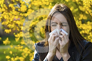 Girl with polen allergy photo