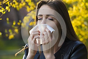 Girl with polen allergy photo