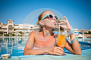 Girl in pool bar