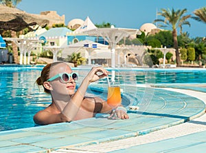 Girl in pool bar