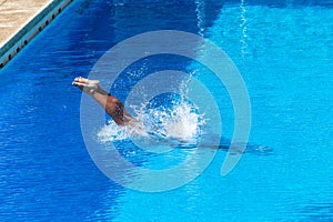 Girl Pool Diving Half Submerged