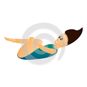 Girl pool jump icon, cartoon style