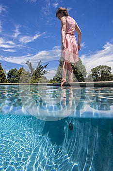Girl Pool Waterline Test