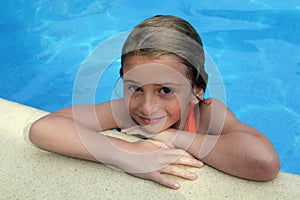 Girl at pools edge