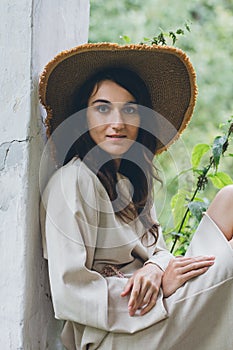 The girl on the porch of the old house