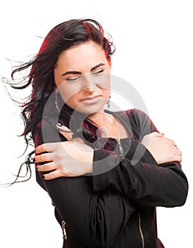 Girl portrait on cold wind