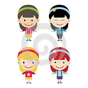 Girl portrait fun happy boy young expression cute teenager cartoon character little kid vector illustration.