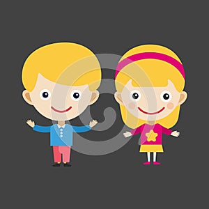 Girl portrait fun happy boy young expression cute teenager cartoon character little kid vector illustration.