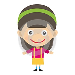 Girl portrait fun happy young expression cute teenager cartoon character little kid flat vector illustration.