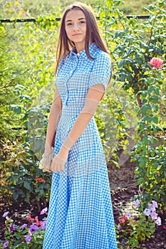 Girl portrait outdoor at cuty park summer time