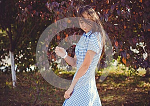 Girl portrait outdoor at cuty park summer time