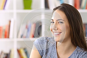 Girl posing looking at camera at home