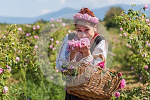 Girl posing during the Rose picking festival in Bulgaria