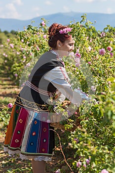 Girl posing during the Rose picking festival in Bulgaria
