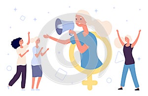 Girl power concept. Flat vector women and female gender sign. Feminism illustration