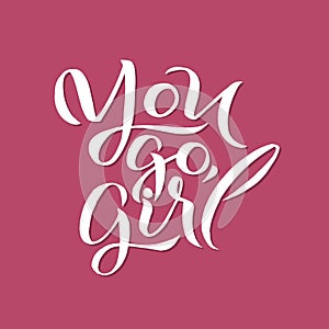 Girl power. Feminism quote, woman motivational slogan. Feminist saying. Rough typography with brush lettering