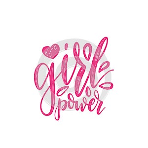 Girl Power hand lettering print. Vector calligraphic illustration of feminist movement