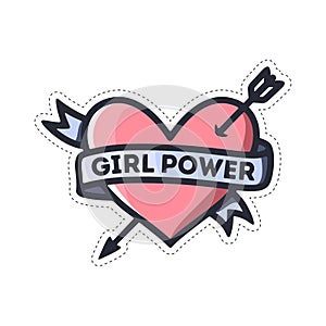 Girl power heart feminism quote. Vector illustration.