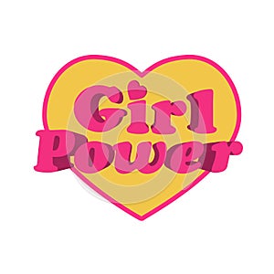 Girl Power Heart Shaped Typographic Design Quote