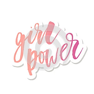 Girl POwer Phrase Lettering Calligraphy Vector Sticker