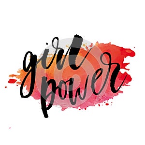 Girl POwer Phrase Lettering Calligraphy Vector Watercolor