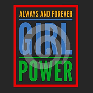 Girl power text, feminism slogan. Black inscription for t shirts, posters and wall art. Feminist sign handwritten with