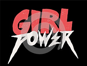 Girl power vector illustration in cute cartoon style. Hand drawn lettering text