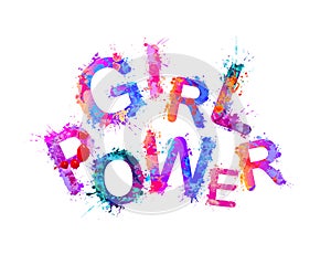 Girl power. Vector splash paint letters