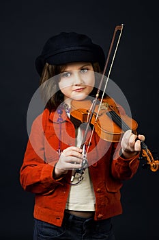 Girl practicing the violin