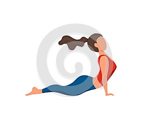 Girl practicing yoga asana poses and healthy lifestyle cute cartoon