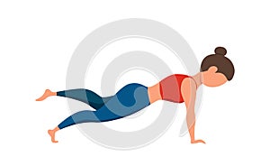 Girl practicing yoga asana poses and healthy lifestyle cute cartoon