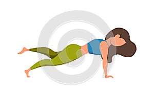 Girl practicing yoga asana poses and healthy lifestyle cute cartoon