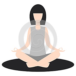 Girl practicing yoga in lotus meditative pose.Vector illustration.