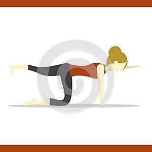 girl practising yoga in cat pose variation. Vector illustration decorative design