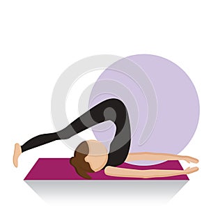 girl practising yoga in plow pose. Vector illustration decorative design